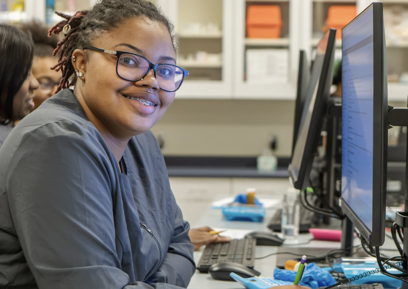 Students working on activities in various class settings.