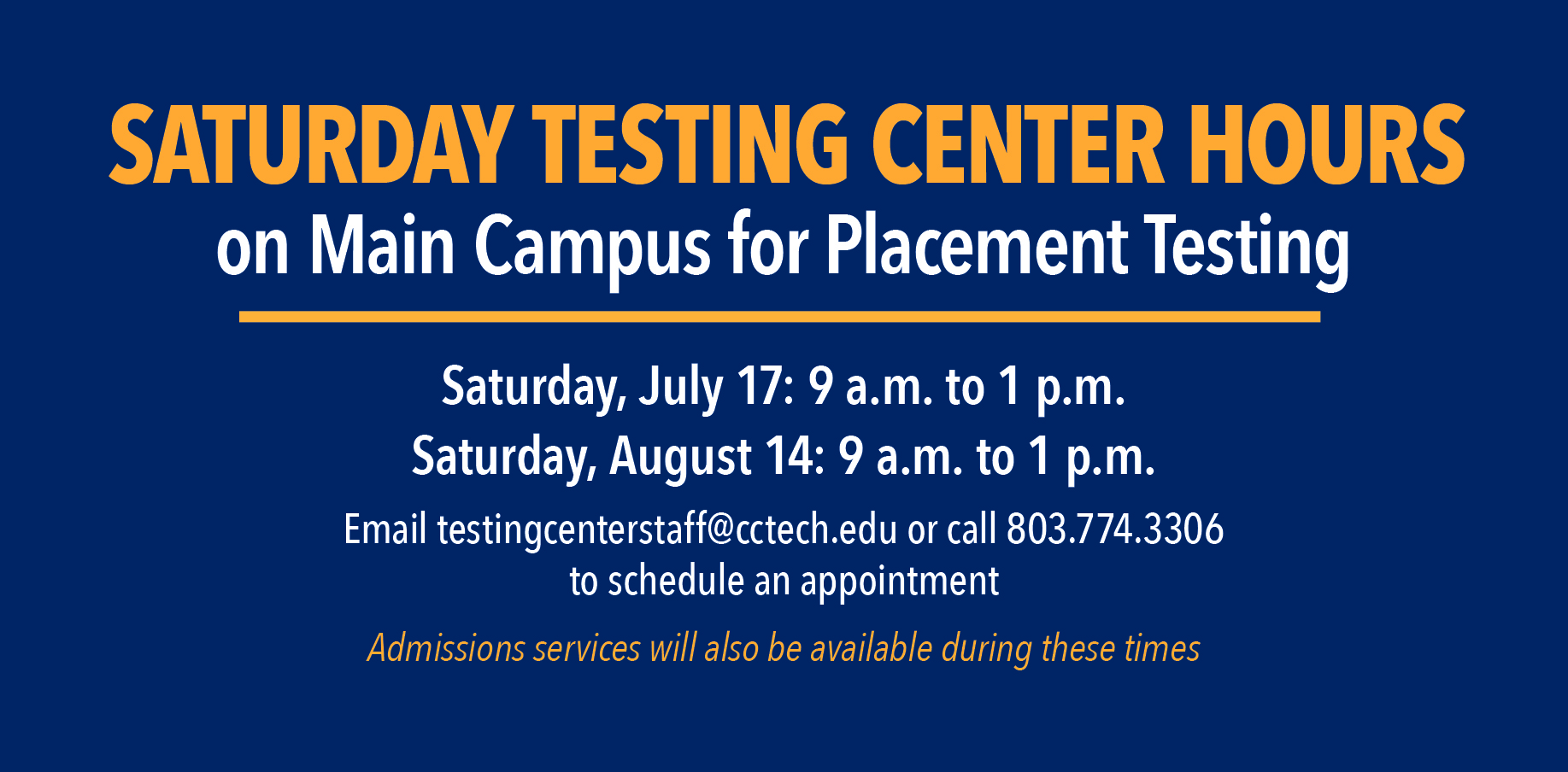 Saturday testing center hours